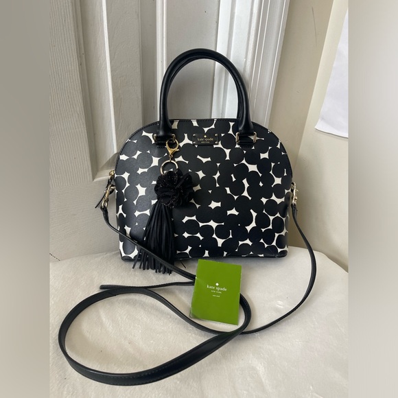 kate spade Handbags - Kate Spade Black and White Polka Dot Satchel like new